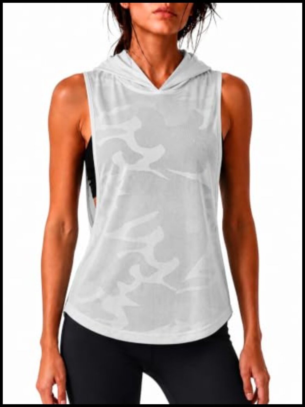 Mesh Sleeveless Hooded Tank Top Sheer Open Side Workout Gym